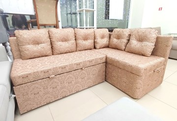 Угловой кухонный диван Яшма 1 ДУ Весь в ткани Жаккард AFINA 06 в Норильске