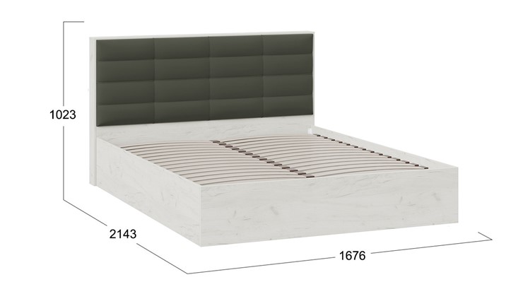 Кровать спальная Агата тип 1 (Дуб крафт белый, Велюр Серый) в Красноярске - изображение 3