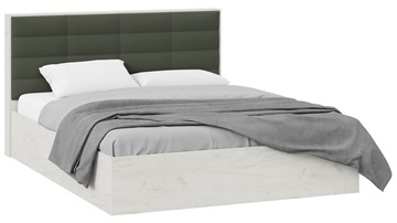Кровать спальная Агата тип 1 (Дуб крафт белый, Велюр Серый) в Норильске