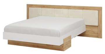 Кровать 2-спальная Тоскана 1600 с декором (Дуб крафт золотой/Белый поры глубокие) с основанием в Норильске