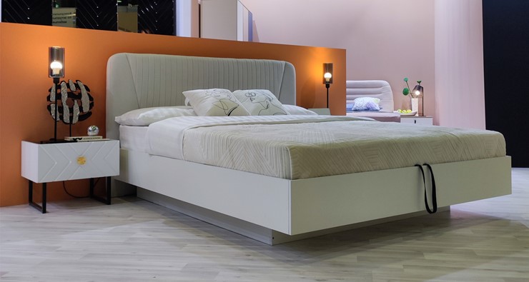Кровать с механизмом полуторная Марсель-11 (Белый, ткань Catania white) 1400 в Норильске - изображение 4