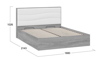 Кровать с подъемным механизмом Миранда тип 1 (Дуб Гамильтон/Белый глянец) в Норильске - предосмотр 1