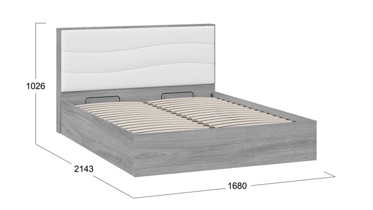 Кровать с подъемным механизмом Миранда тип 1 (Дуб Гамильтон/Белый глянец) в Норильске - изображение 1