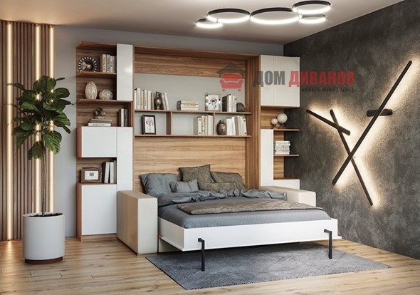 Кровать-шкаф с диваном Дина, 1400х2000 в Норильске - изображение
