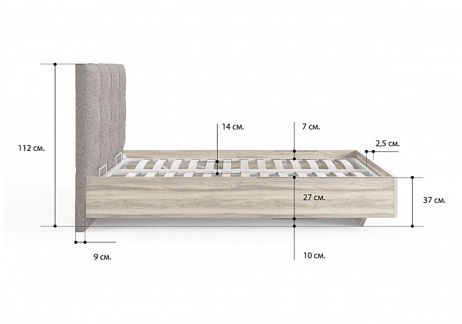 Кровать с механизмом Victoria (ясень анкор) 140х200 в Норильске - изображение 1