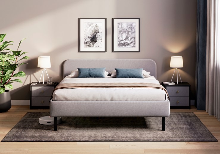 Кровать 1.5-спальная Hanna 140х200 с основанием (Багама серый) в Норильске - изображение 1