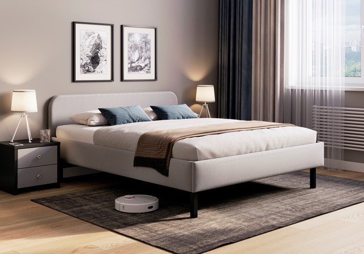 Кровать 1.5-спальная Hanna 140х200 с основанием (Багама серый) в Норильске - изображение 2