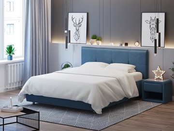 Кровать спальная Lino 140х200, Велюр (Monopoly Прованский синий (792)) в Норильске - предосмотр