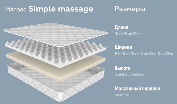 Беспружинный матрас Simple massage 10 в Красноярске - изображение 3