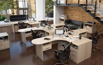 Офисный комплект мебели SIMPLE с эргономичными столами и тумбами в Норильске - предосмотр