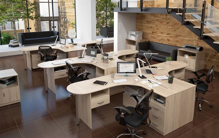 Офисный комплект мебели SIMPLE с эргономичными столами и тумбами в Норильске - изображение