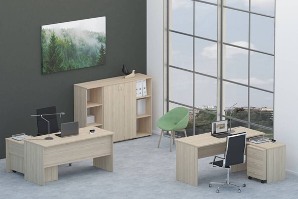 Офисный набор мебели Twin для 2 сотрудников со шкафом для документов в Норильске - изображение