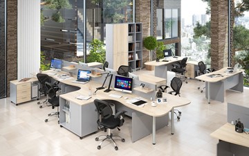 Офисная мебель OFFIX-NEW для 4 сотрудников с двумя шкафами в Норильске - предосмотр