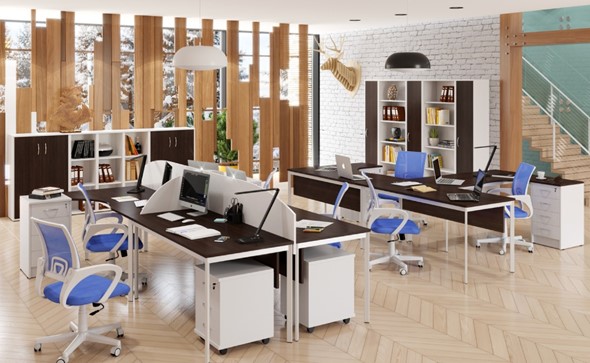 Офисный комплект мебели Imago S - два стола, две тумбы в Красноярске - изображение