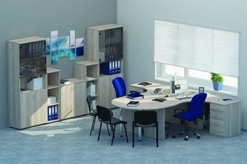 Офисный комплект мебели Twin для 2 сотрудников с совмещенными столами в Норильске - предосмотр