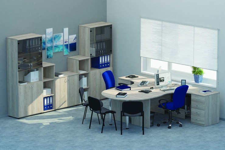 Офисный комплект мебели Twin для 2 сотрудников с совмещенными столами в Норильске - изображение