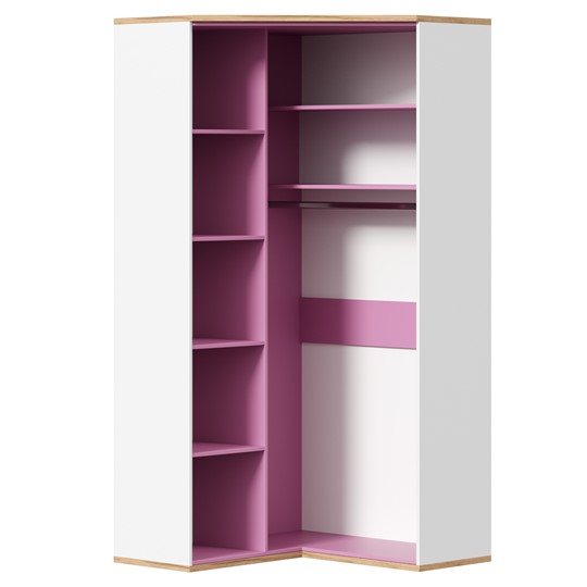 Детский шкаф угловой Урбан 528.060, белый/розовый в Норильске - изображение 3