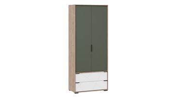 Шкаф для одежды комбинированный Лео ТД-410.07.22 (Гикори джексон/Белый матовый/Дымчатый зеленый) в Норильске