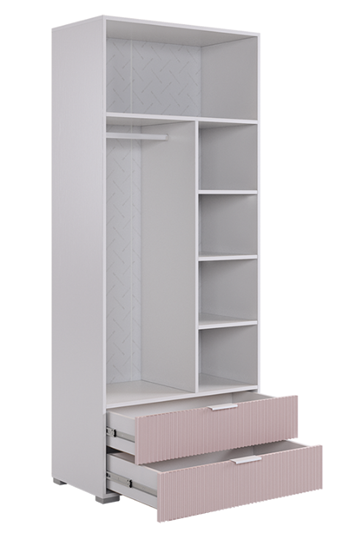 Шкаф двухдверный с ящиками Зефир 120.01 (белое дерево/пудра розовая (эмаль)) в Красноярске - изображение 3