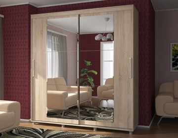 Шкаф 2-х створчатый Комфорт №12 2.0 с прямоугольными зеркалами в Красноярске - предосмотр