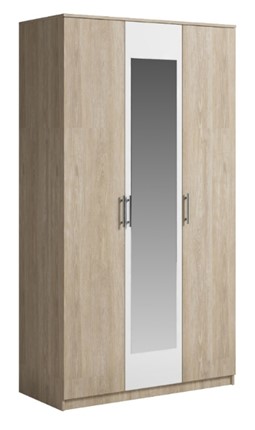 Шкаф 3 двери Светлана, с зеркалом, белый/дуб сонома в Норильске - изображение