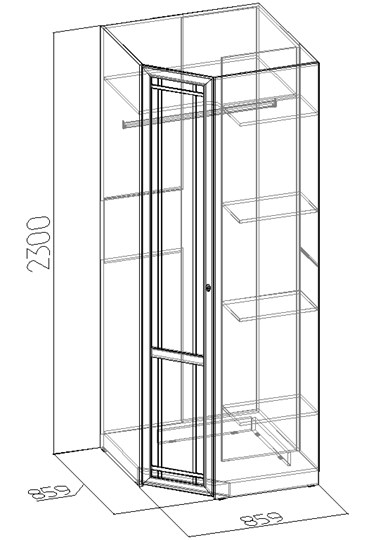 Распашной шкаф угловой Sherlock 63+ фасад стандарт, Дуб Сонома в Норильске - изображение 2