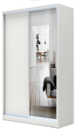 Шкаф 2-х дверный 2200х1200х420 с одним зеркалом ХИТ 22-4-12/2-15 Белая шагрень в Норильске - изображение