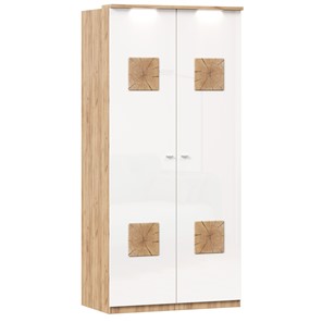 Шкаф двухстворчатый Фиджи с декоративными накладками 659.237, цвет белый в Красноярске