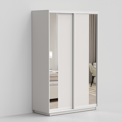 Шкаф 2-х дверный ЭКО-Вера 220х120х60, Белый матовый/белый глянец в Норильске - изображение