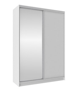 Шкаф 2-х дверный 1600 Домашний Зеркало/ЛДСП, Белый в Норильске