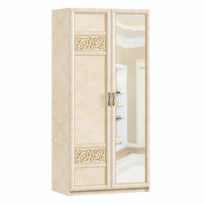 Шкаф 2х-дверный Александрия с зеркалом ЛД 625.053, Рустика/Кожа Ленто в Норильске