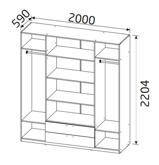 Шкаф 4х-дверный 4-х дверный Вега с 2 ящиками в Норильске - изображение 1