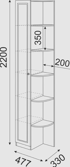 Угловой шкаф-стеллаж Беатрис М13 левый (Орех Гепланкт) в Норильске - изображение 3