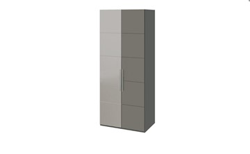 Распашной шкаф Наоми с 1 зеркальной левой дверью, цвет Фон серый, Джут СМ-208.07.04 L в Норильске