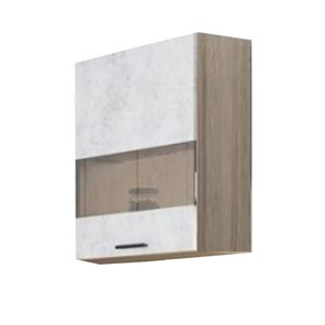 Шкаф кухонный со стеклом Модус, Ш500с/720, цемент светлый в Норильске