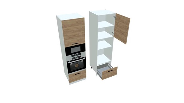 Кухонный пенал П7 3, Дуб крафт/Белый в Норильске - изображение