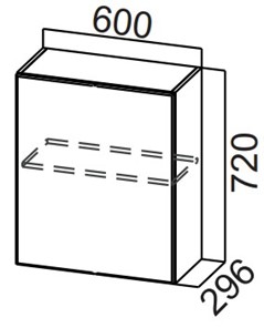 Распашной кухонный шкаф Стайл, Ш600/720(1ств), МДФ в Норильске