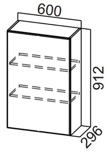 Шкаф навесной на кухню Стайл, Ш600/912(1ств), МДФ в Норильске