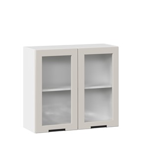 Кухонный навесной шкаф 800 со стеклом Джамис ЛД 296.360.000.107, Белый/Кашмир в Красноярске