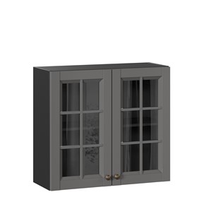 Шкаф кухонный Амели-3 800 со стеклом ЛД 299.360.000.036, Черный/Оникс серый в Красноярске