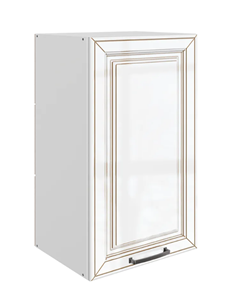 Кухонный шкаф Атланта L400 Н720 (1 дв. гл.) эмаль (белый/белый глянец патина золото) в Норильске