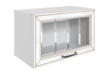 Шкаф на кухню Атланта L600 Н360 (1 дв. рам.) эмаль (белый/белый глянец патина золото) в Красноярске