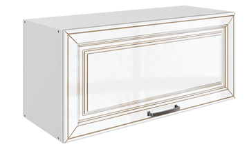 Навесной кухонный шкаф Атланта L800 Н360 (1 дв. гл.) эмаль (белый/белый глянец патина золото) в Красноярске