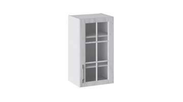 Навесной кухонный шкаф Прованс (Белый глянец/Санторини светлый) со стеклом В_72-40_1ДРс в Норильске