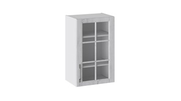 Кухонный навесной шкаф Прованс (Белый глянец/Санторини светлый) со стеклом В_72-45_1ДРс в Норильске