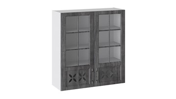 Шкаф навесной Прованс (Белый глянец/Санторини темный) cо стеклом В_96-90_2ДРДс в Норильске