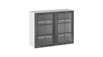 Шкаф настенный Прованс (Белый глянец/Санторини темный) со стеклом В_72-90_2ДРс в Норильске