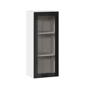 Шкаф кухонный высокий со стеклом 400 Индиго ЛД 298.420.000.026, Белый/Чёрный в Норильске