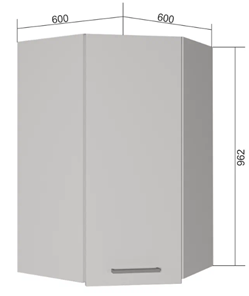 Навесной угловой шкаф ВУ9, Сатин/Белый в Норильске