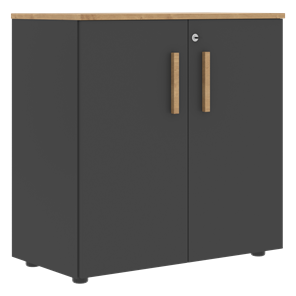 Шкаф широкий низкий с малыми дверцами FORTA Графит-Дуб Гамильтон  FLC 80.1(Z) (798х404х801) в Красноярске - предосмотр